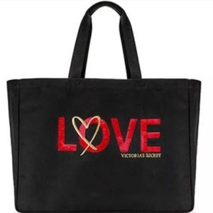 Victoria's Secret Bags - 3/$30😻Victoria's Secret LOVE Red Bling Black Tote Victoria's Secret Bags - 3/$30😻Victoria's Secret LOVE Red Bling Black Tote